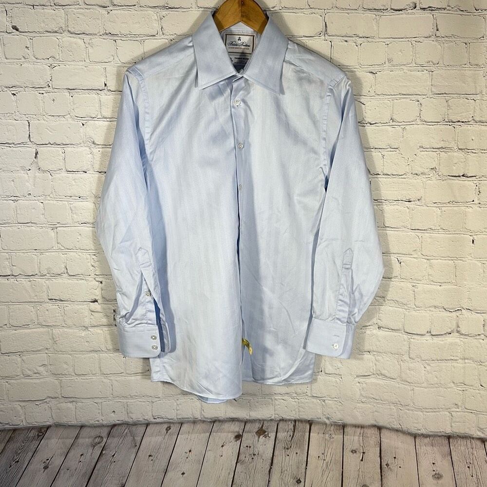 BROOKS BROTHERS  Luxury Collection‎ Thomas Mason Blue Dress Shirt Size 15 - 32